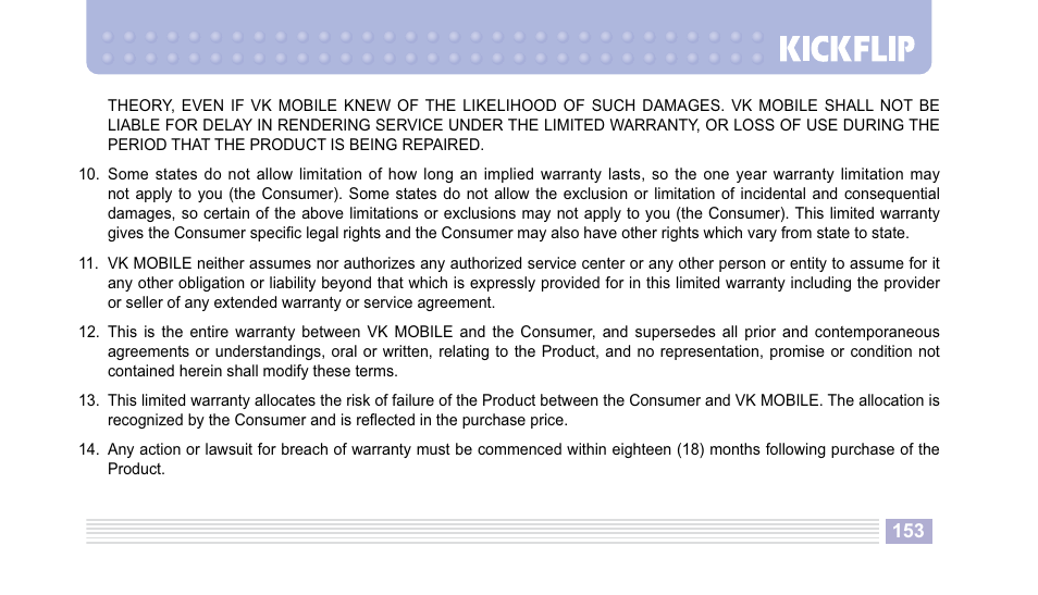 Helio Kick Flip User Manual | Page 153 / 154
