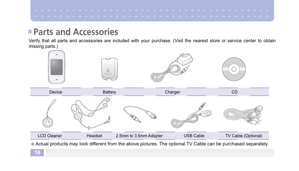 Parts and accessories | Helio Kick Flip User Manual | Page 16 / 154