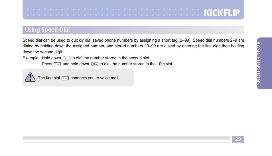 Using speed dial | Helio Kick Flip User Manual | Page 29 / 154