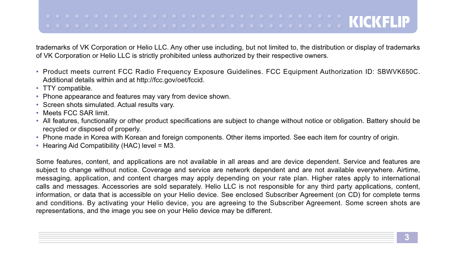 Helio Kick Flip User Manual | Page 3 / 154