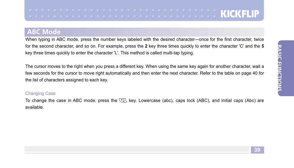 Abc mode | Helio Kick Flip User Manual | Page 39 / 154