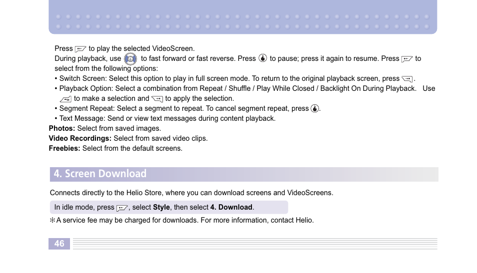 Screen download | Helio Kick Flip User Manual | Page 46 / 154