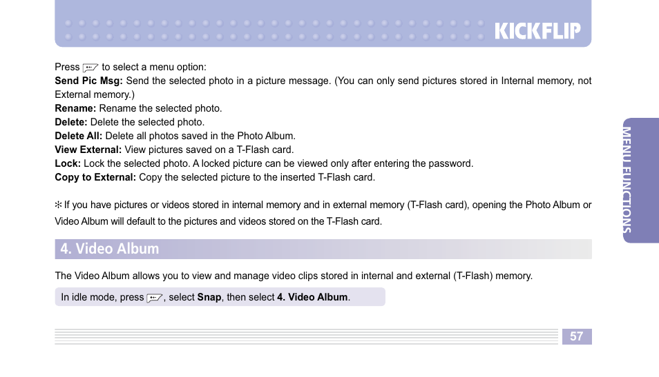 Video album | Helio Kick Flip User Manual | Page 57 / 154