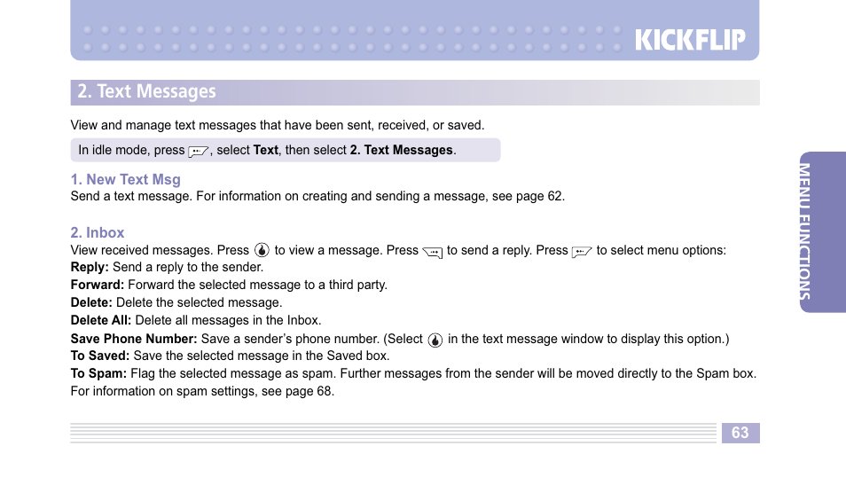 Text messages | Helio Kick Flip User Manual | Page 63 / 154