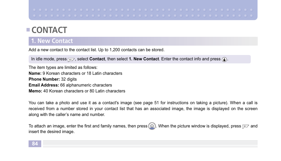 Contact, New contact | Helio Kick Flip User Manual | Page 84 / 154