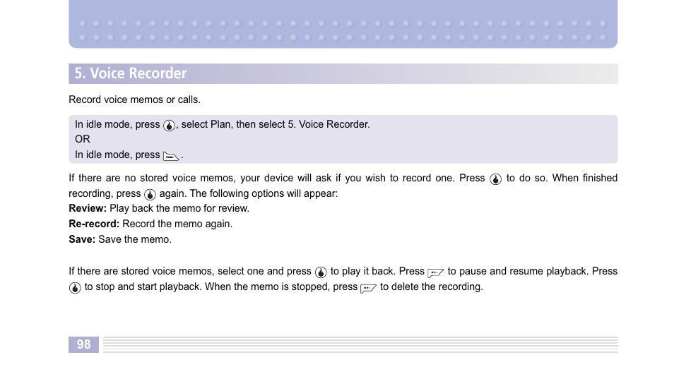Voice recorder | Helio Kick Flip User Manual | Page 98 / 154