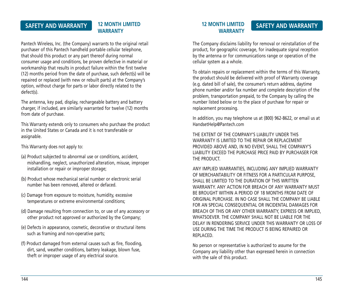 Safety and warranty | Helio PN-810 User Manual | Page 73 / 74