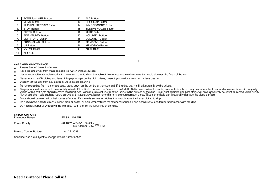 Need assistance? please call us | Hip Street HS-IPMS2029 User Manual | Page 8 / 9