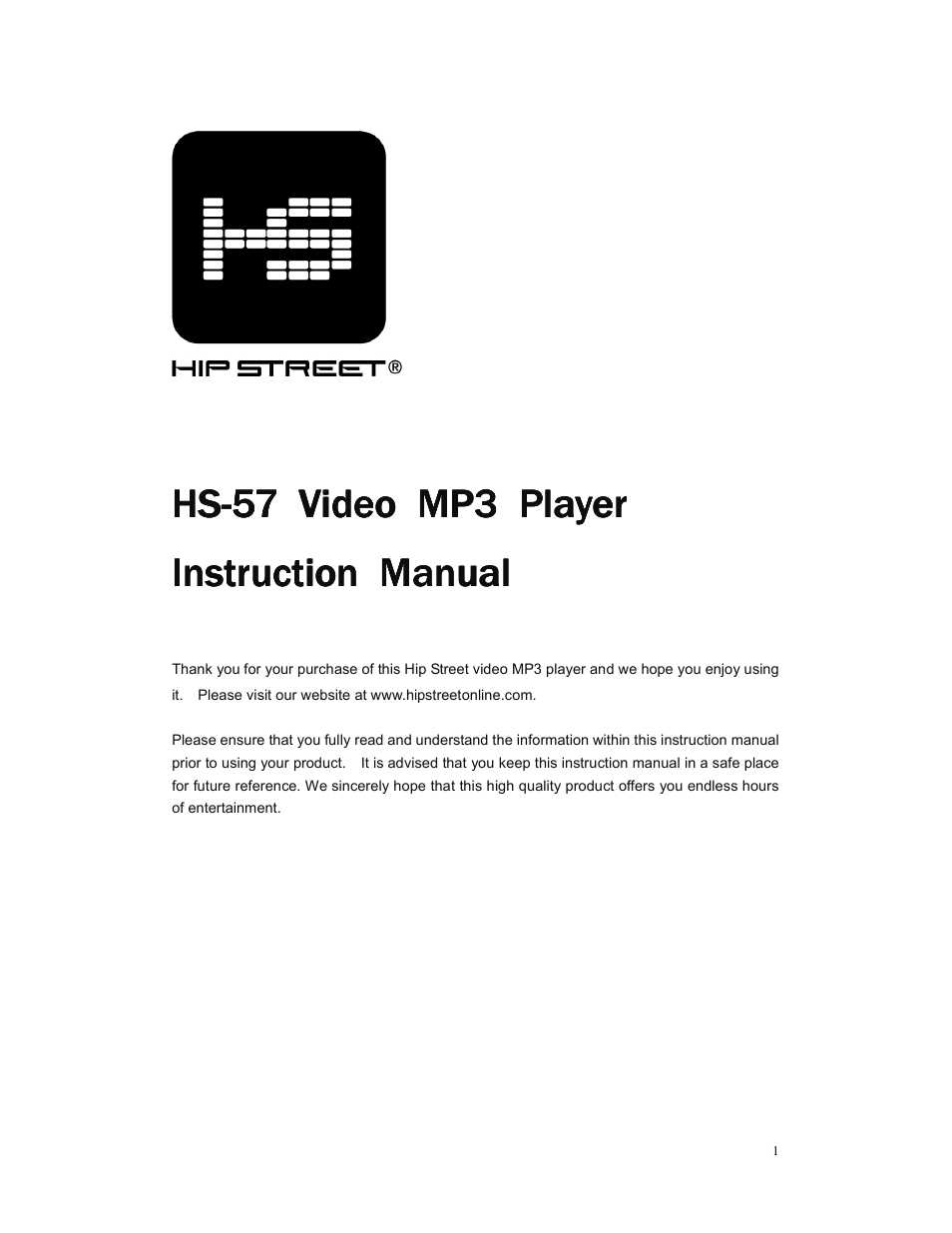 Hip Street HS-57 User Manual | 7 pages