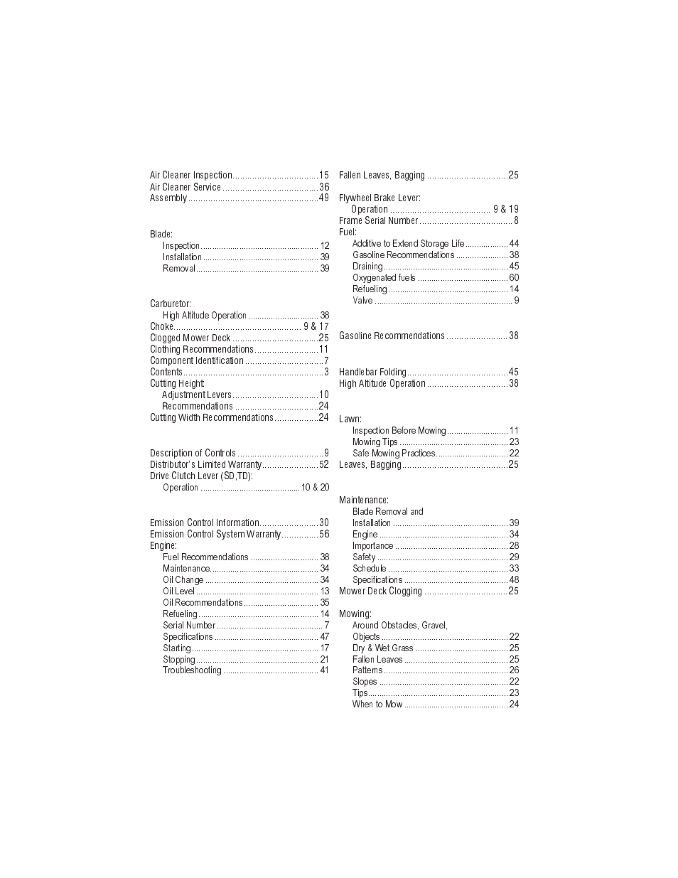 Index | HONDA HRT216PDA User Manual | Page 65 / 68