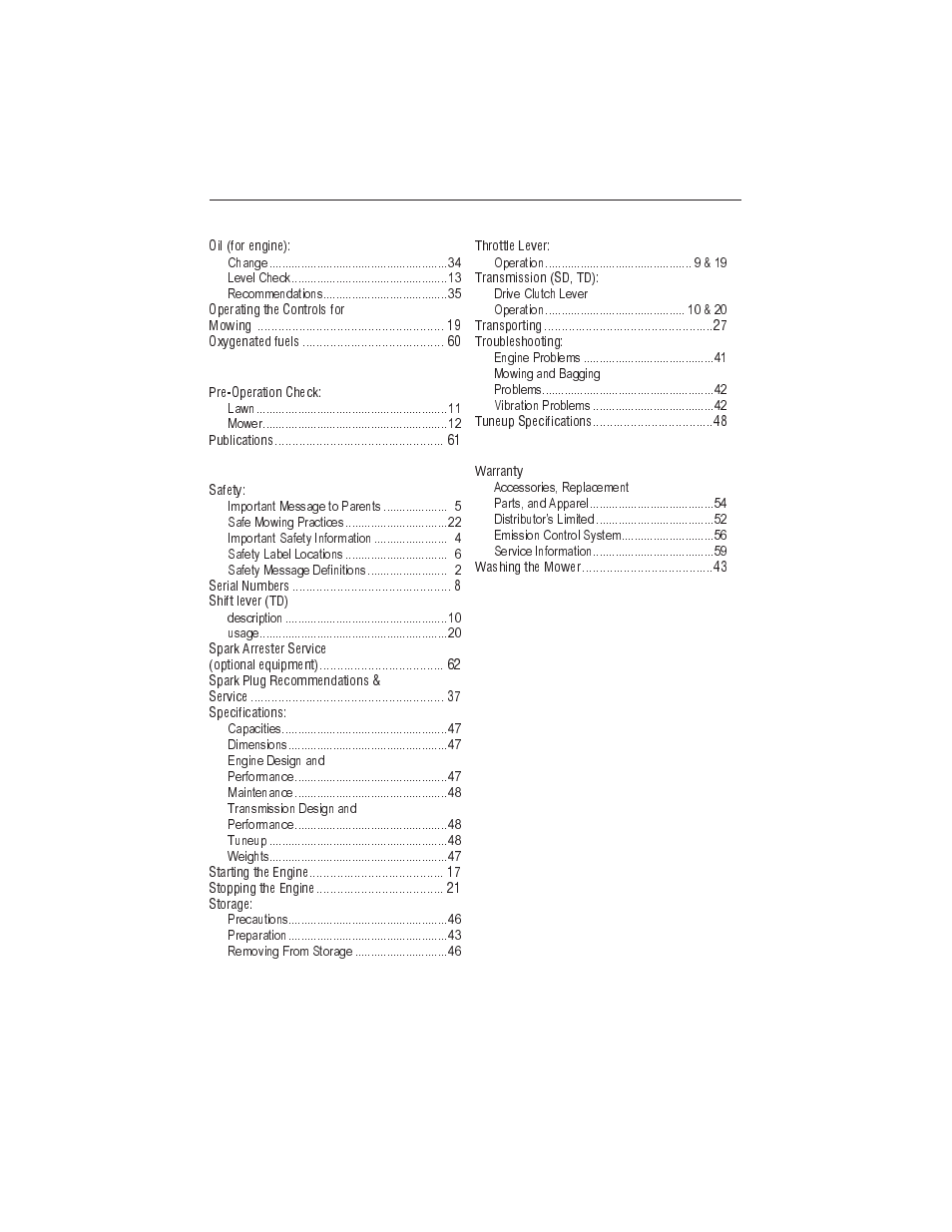 Index 64 | HONDA HRT216PDA User Manual | Page 66 / 68