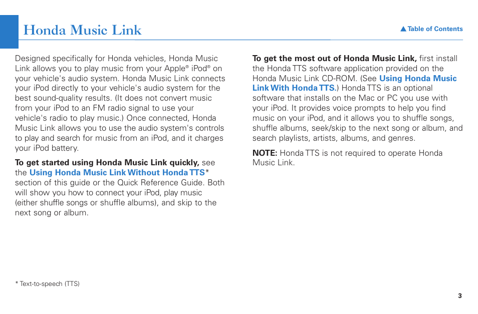 Honda music link | HONDA Accord Coupe User Manual | Page 3 / 23