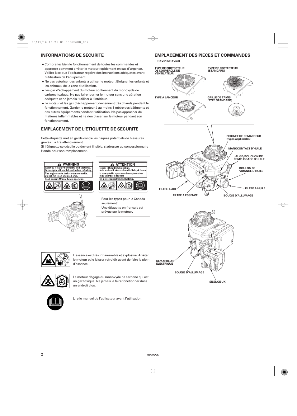 HONDA GXV610 User Manual | Page 21 / 55