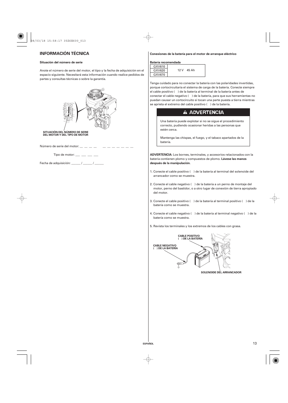 HONDA GXV610 User Manual | Page 50 / 55