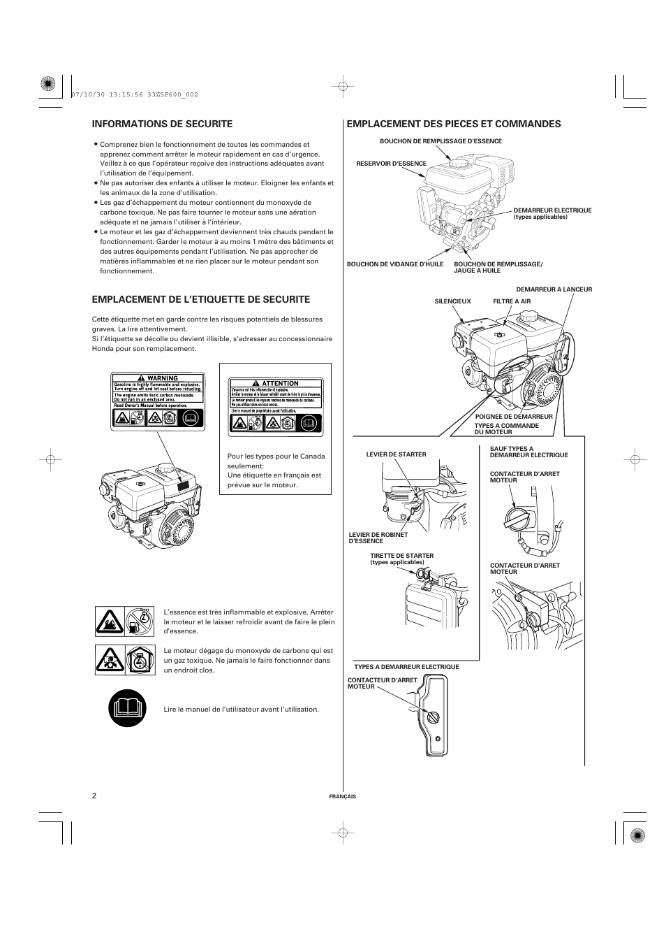 HONDA GX390 User Manual | Page 22 / 60