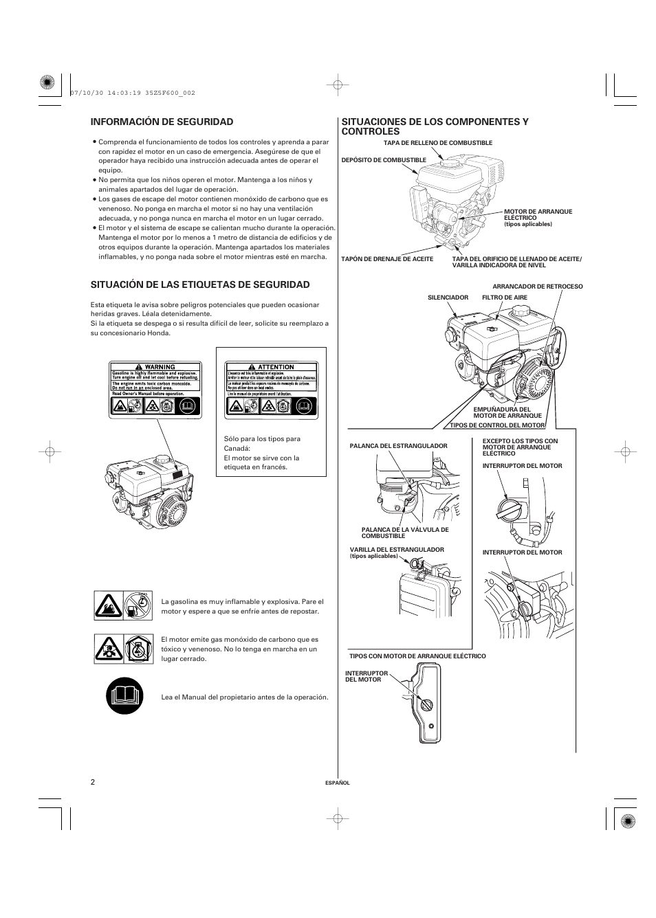 HONDA GX390 User Manual | Page 42 / 60