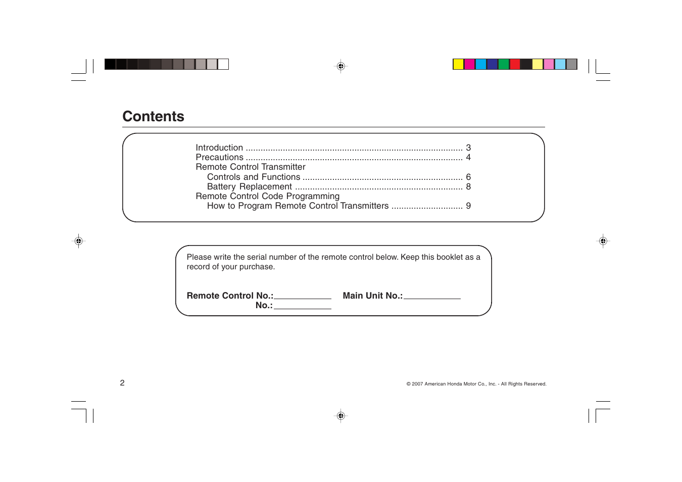 HONDA FIT Remote Control Transmitter User Manual | Page 2 / 16