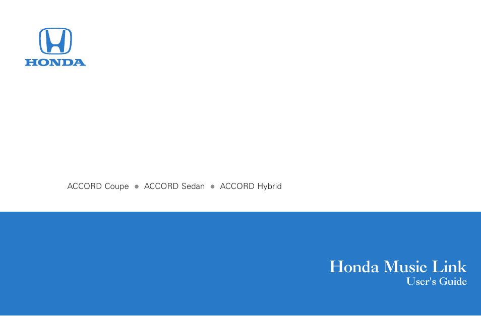 HONDA Music Link for Accord Sedan User Manual | 23 pages