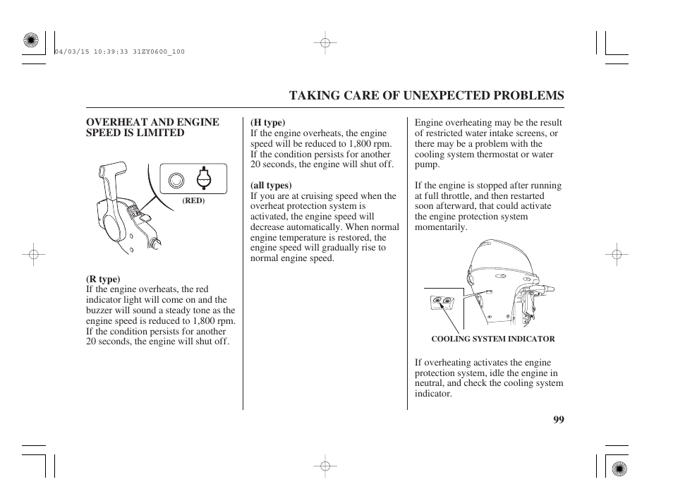Overheat & engine speed is limited | HONDA BFP8D User Manual | Page 101 / 137