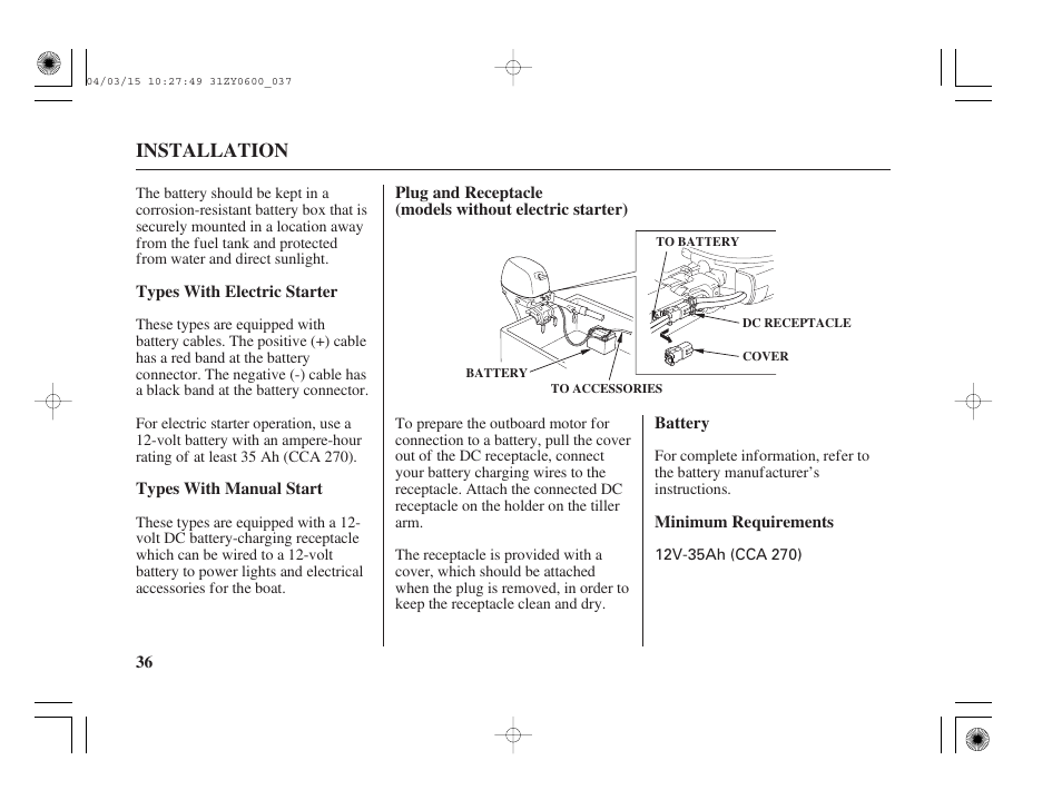 Installation | HONDA BFP8D User Manual | Page 38 / 137