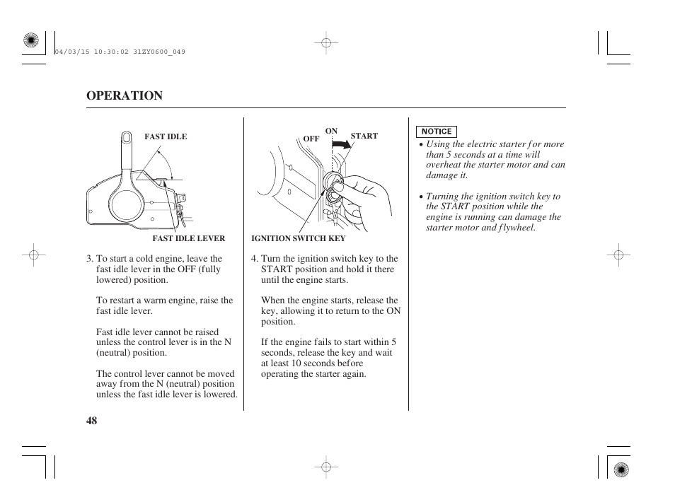 Operation | HONDA BFP8D User Manual | Page 50 / 137
