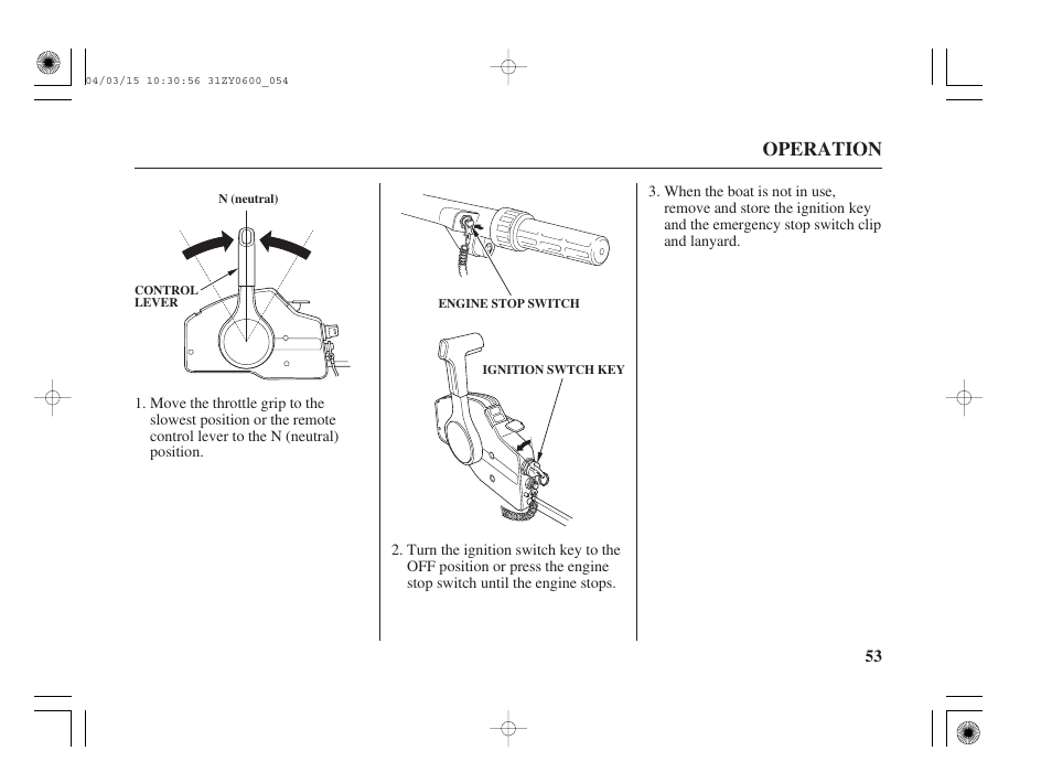 Operation | HONDA BFP8D User Manual | Page 55 / 137