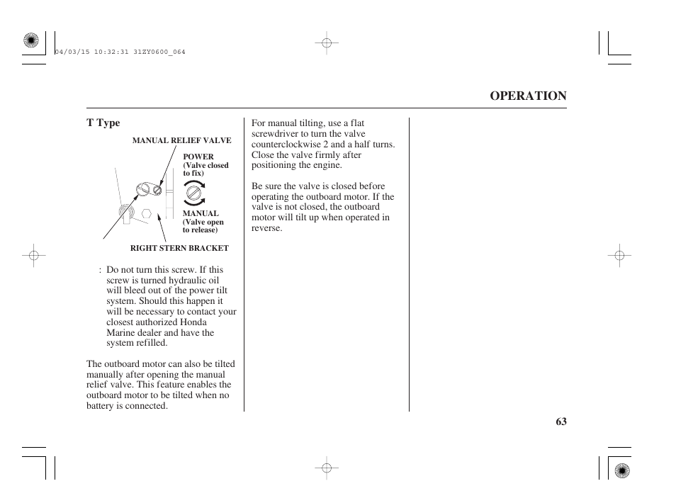 Operation | HONDA BFP8D User Manual | Page 65 / 137