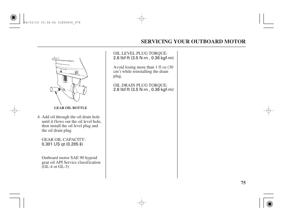 Servicing your outboard motor | HONDA BFP8D User Manual | Page 77 / 137