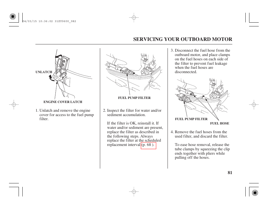 Servicing your outboard motor | HONDA BFP8D User Manual | Page 83 / 137