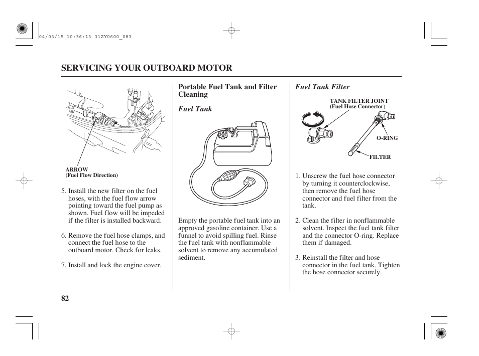 Protable fuel tank & filter cleaning | HONDA BFP8D User Manual | Page 84 / 137