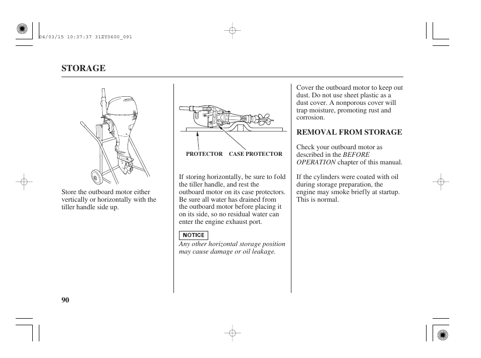 Removal from storage | HONDA BFP8D User Manual | Page 92 / 137