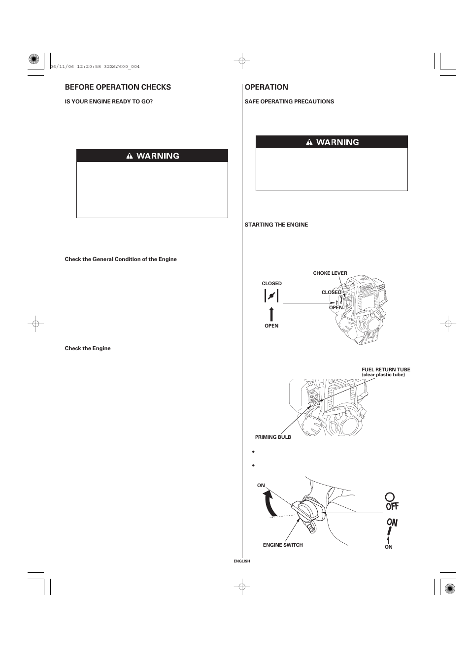 Before operation checks operation | HONDA GX35 User Manual | Page 4 / 20