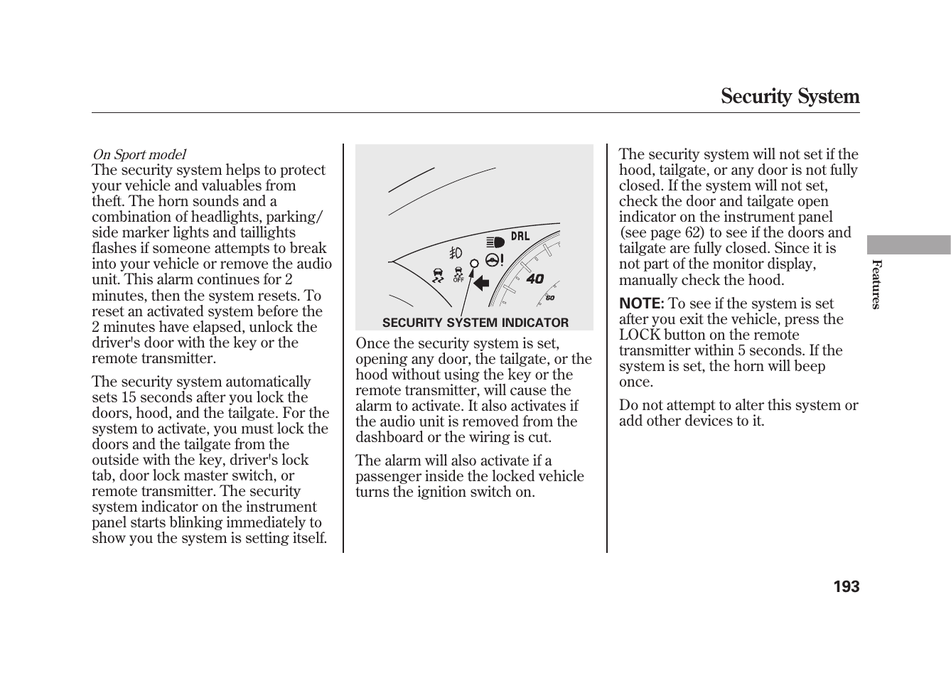 Security system | HONDA 2010 Fit User Manual | Page 199 / 354