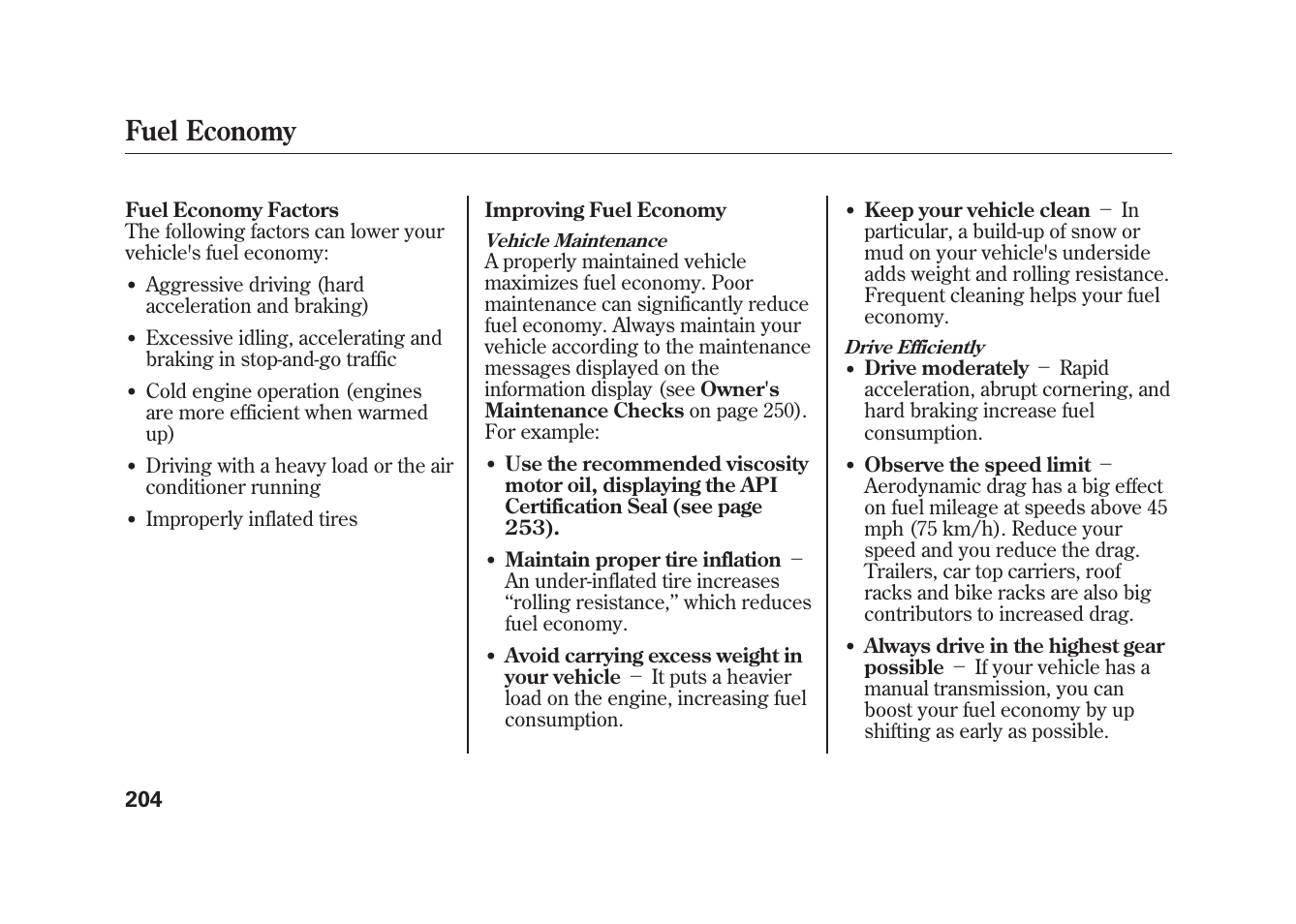 Fuel economy | HONDA 2010 Fit User Manual | Page 210 / 354
