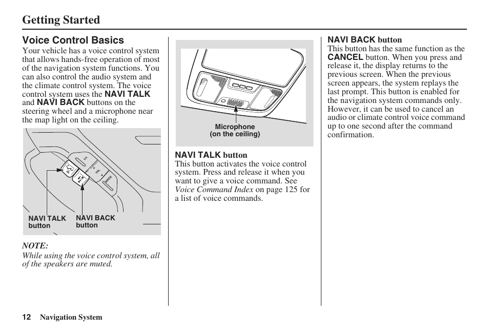 Getting started | HONDA 2008 Pilot Navigation User Manual | Page 13 / 138