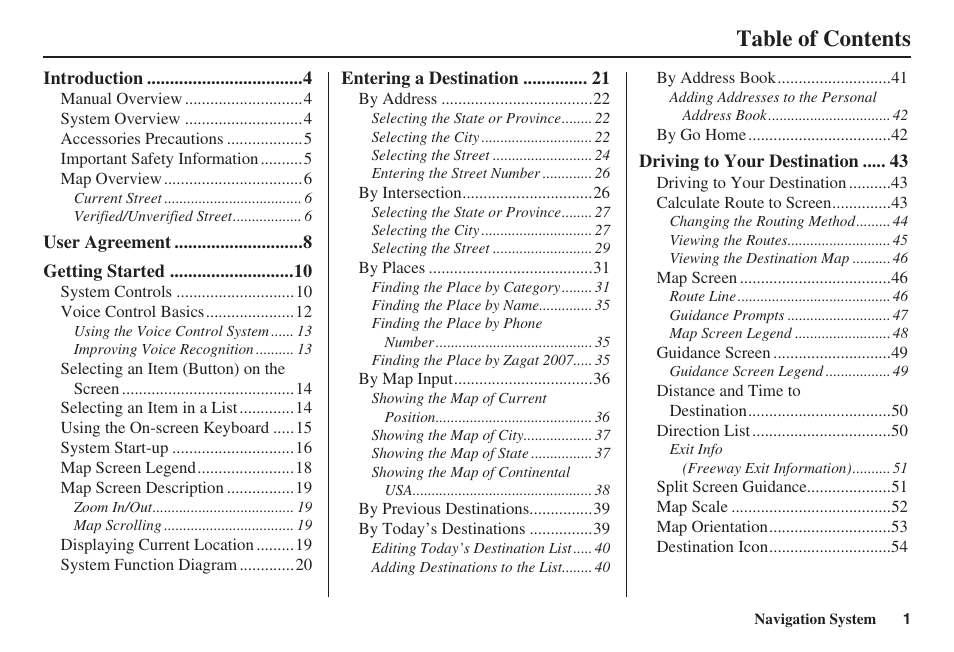 HONDA 2008 Pilot Navigation User Manual | Page 2 / 138