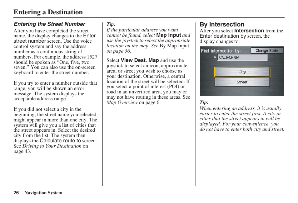 Entering a destination | HONDA 2008 Pilot Navigation User Manual | Page 27 / 138
