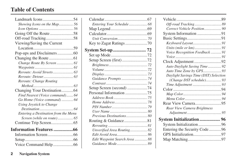 HONDA 2008 Pilot Navigation User Manual | Page 3 / 138
