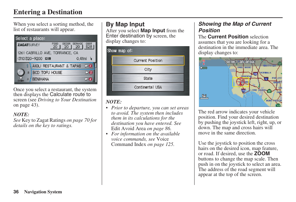 Entering a destination | HONDA 2008 Pilot Navigation User Manual | Page 37 / 138