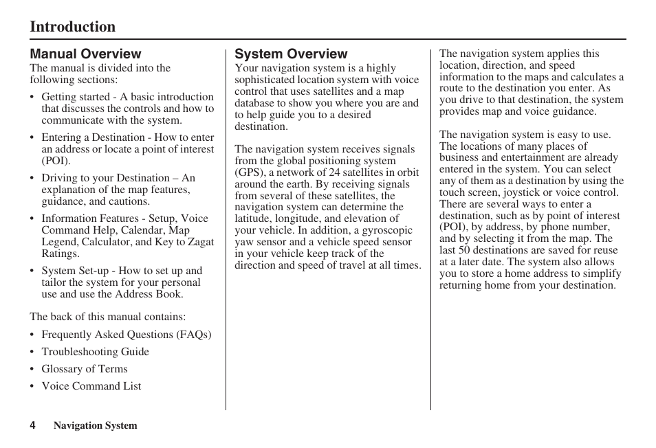 Introduction | HONDA 2008 Pilot Navigation User Manual | Page 5 / 138