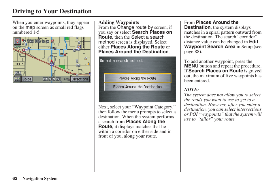 Driving to your destination | HONDA 2008 Pilot Navigation User Manual | Page 63 / 138