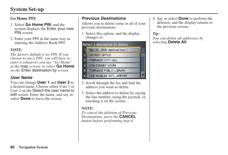 System set-up | HONDA 2008 Pilot Navigation User Manual | Page 81 / 138