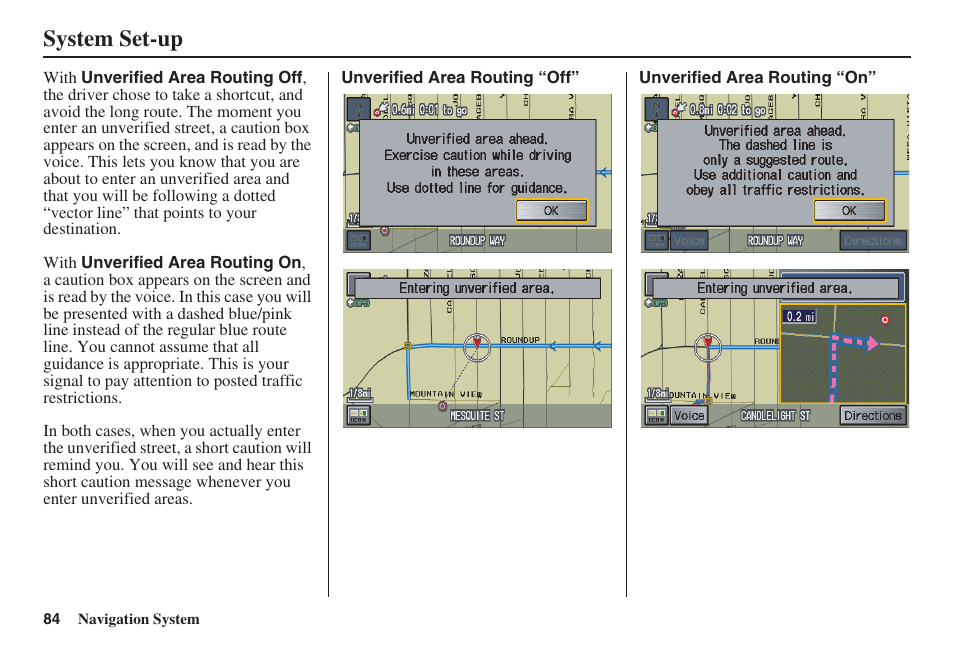 System set-up | HONDA 2008 Pilot Navigation User Manual | Page 85 / 138