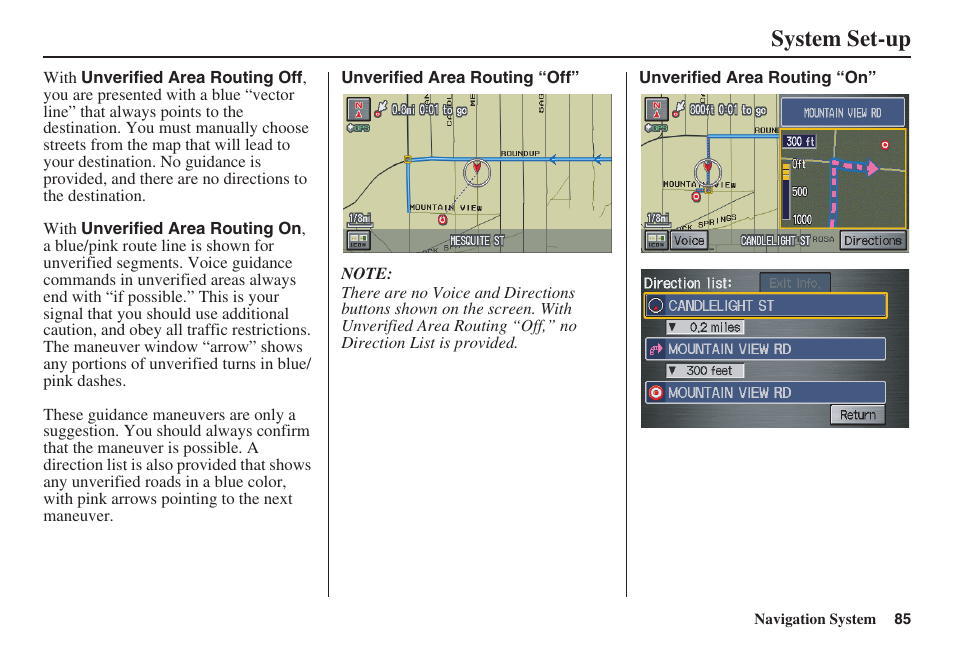 System set-up | HONDA 2008 Pilot Navigation User Manual | Page 86 / 138
