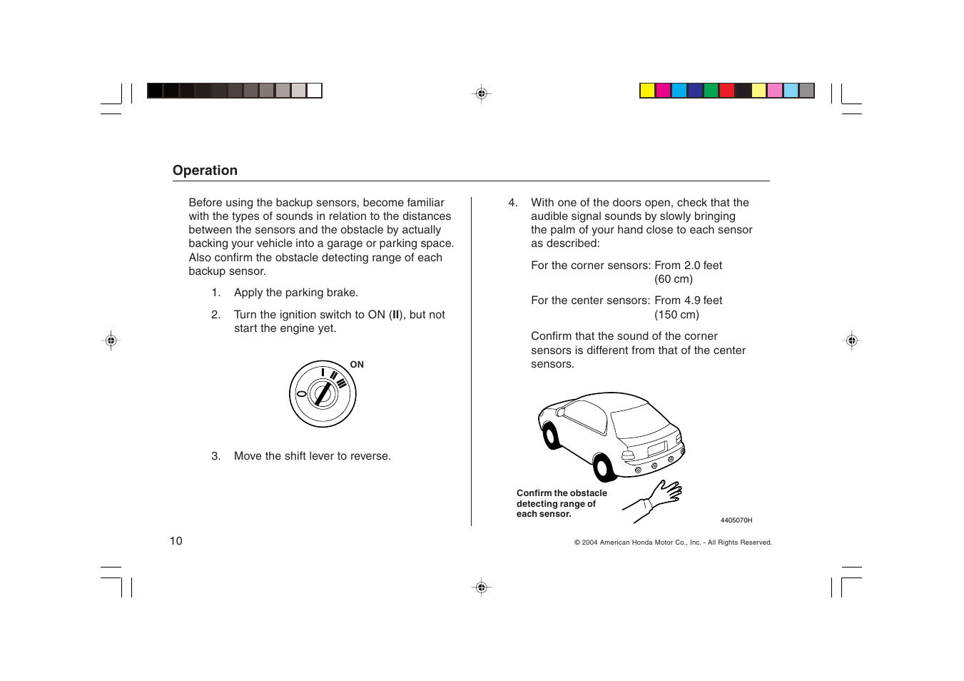 HONDA Backup Sensors RL User Manual | Page 10 / 16