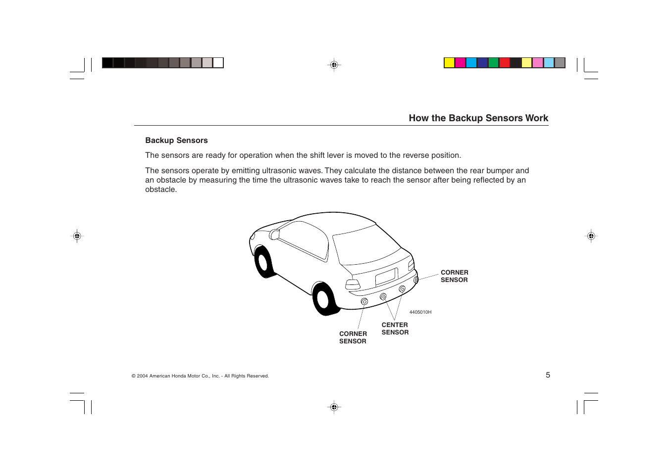HONDA Backup Sensors RL User Manual | Page 5 / 16