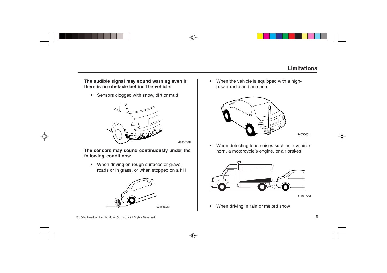 HONDA Backup Sensors RL User Manual | Page 9 / 16