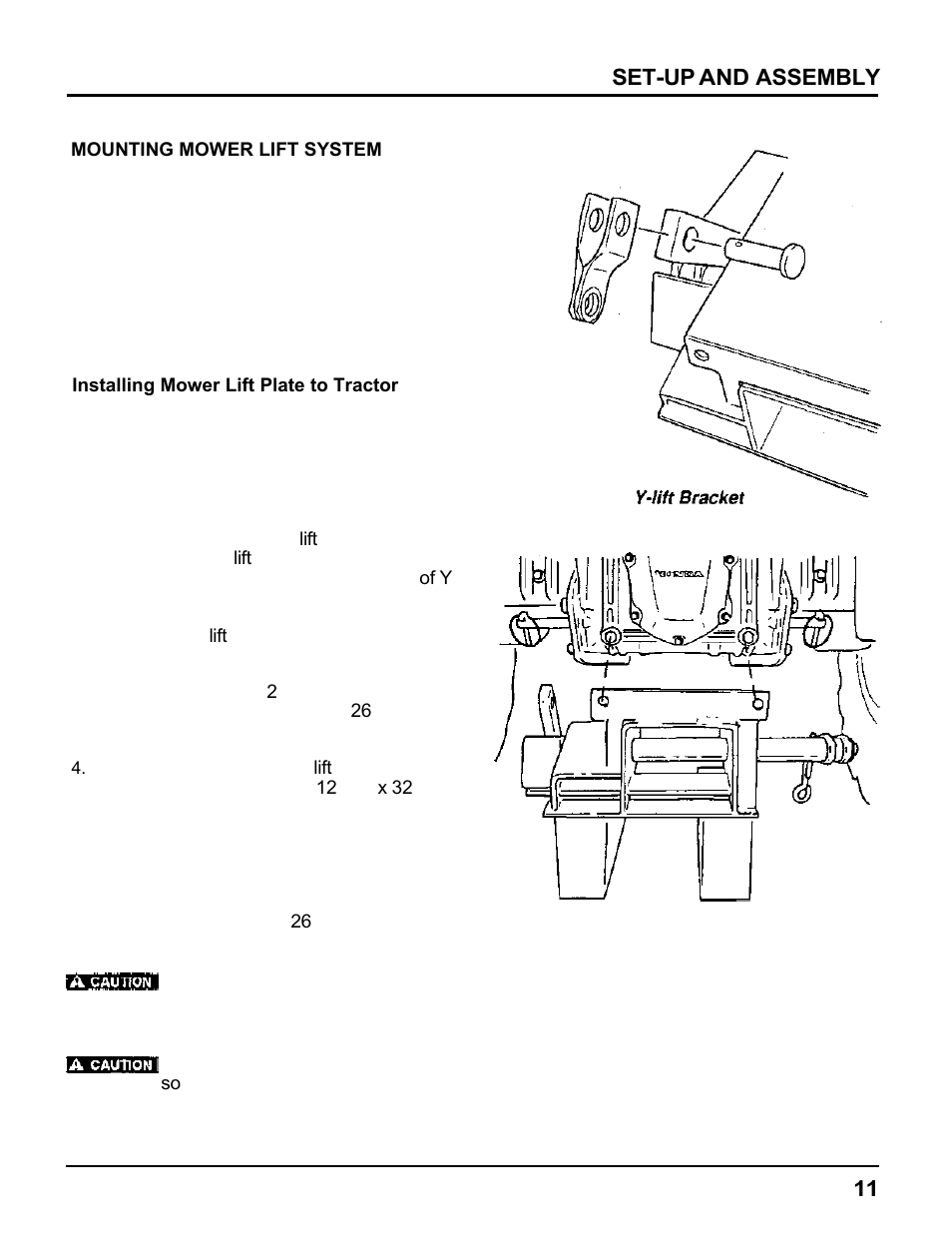 Mounting mower lift system, Set-up and assembly | HONDA MM60 User Manual | Page 12 / 59