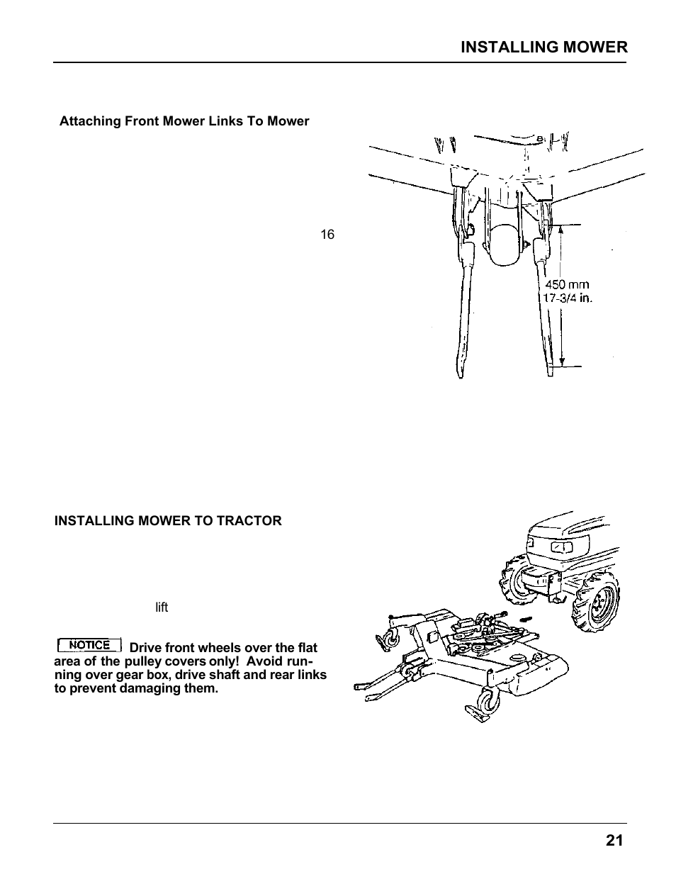 Installing mower to tractor | HONDA MM60 User Manual | Page 22 / 59