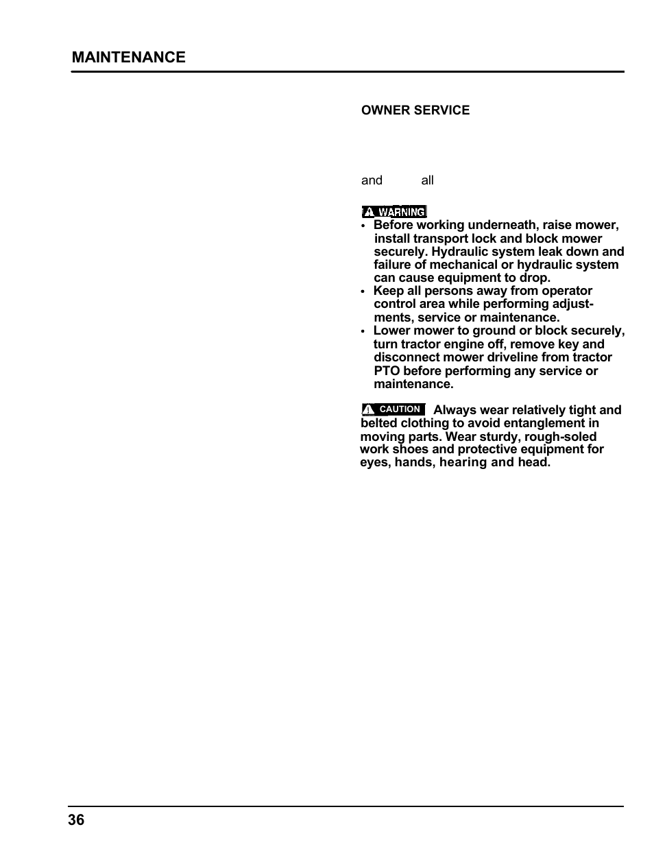 Maintenance, Owner service | HONDA MM60 User Manual | Page 37 / 59